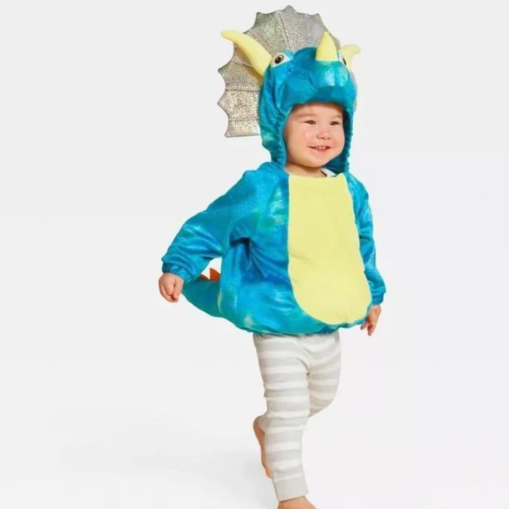 NWT INFANT TRICERATOPS Dinosaur Costume pull over Size 0 - 6 months - Picture 7 of 7